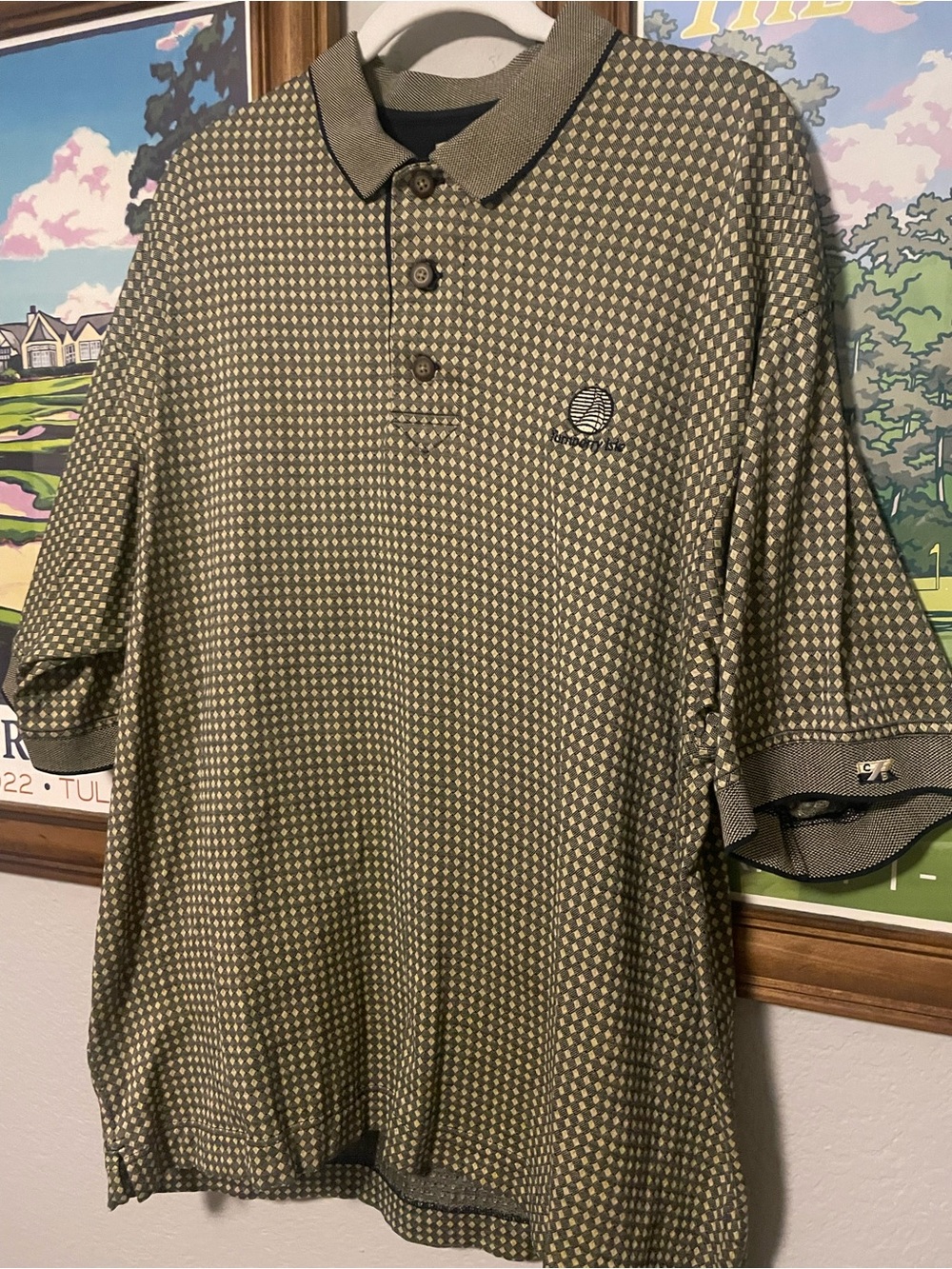 Vintage Cutter & Buck Turnberry Isle Golf Polo Shirt Mens XL Geometric Pattern